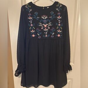 Black Dress with Colorful Embroidery